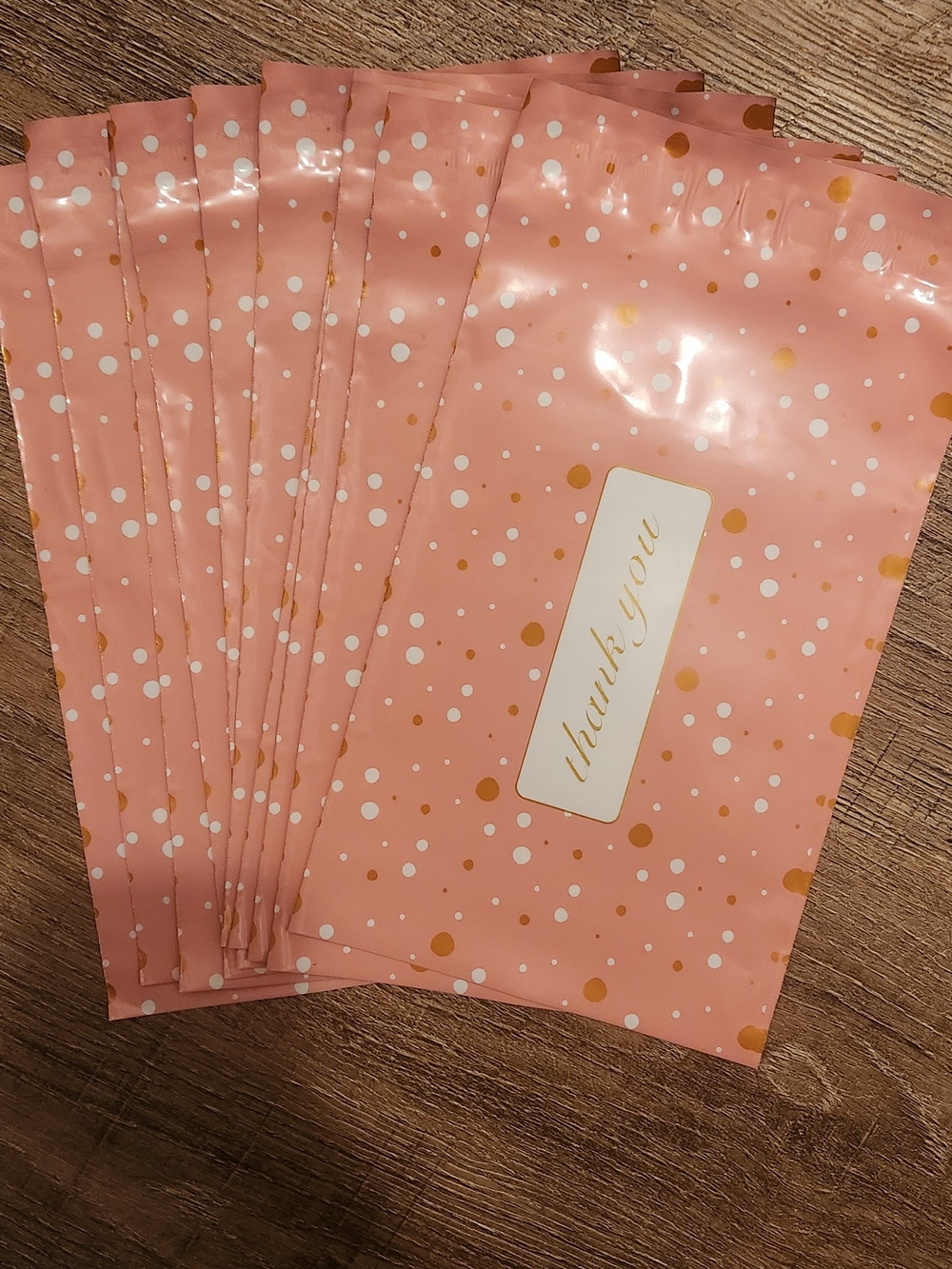 Poly Mailers 6x9 Pink Polka Dot Thank You Bags - 10 Pack